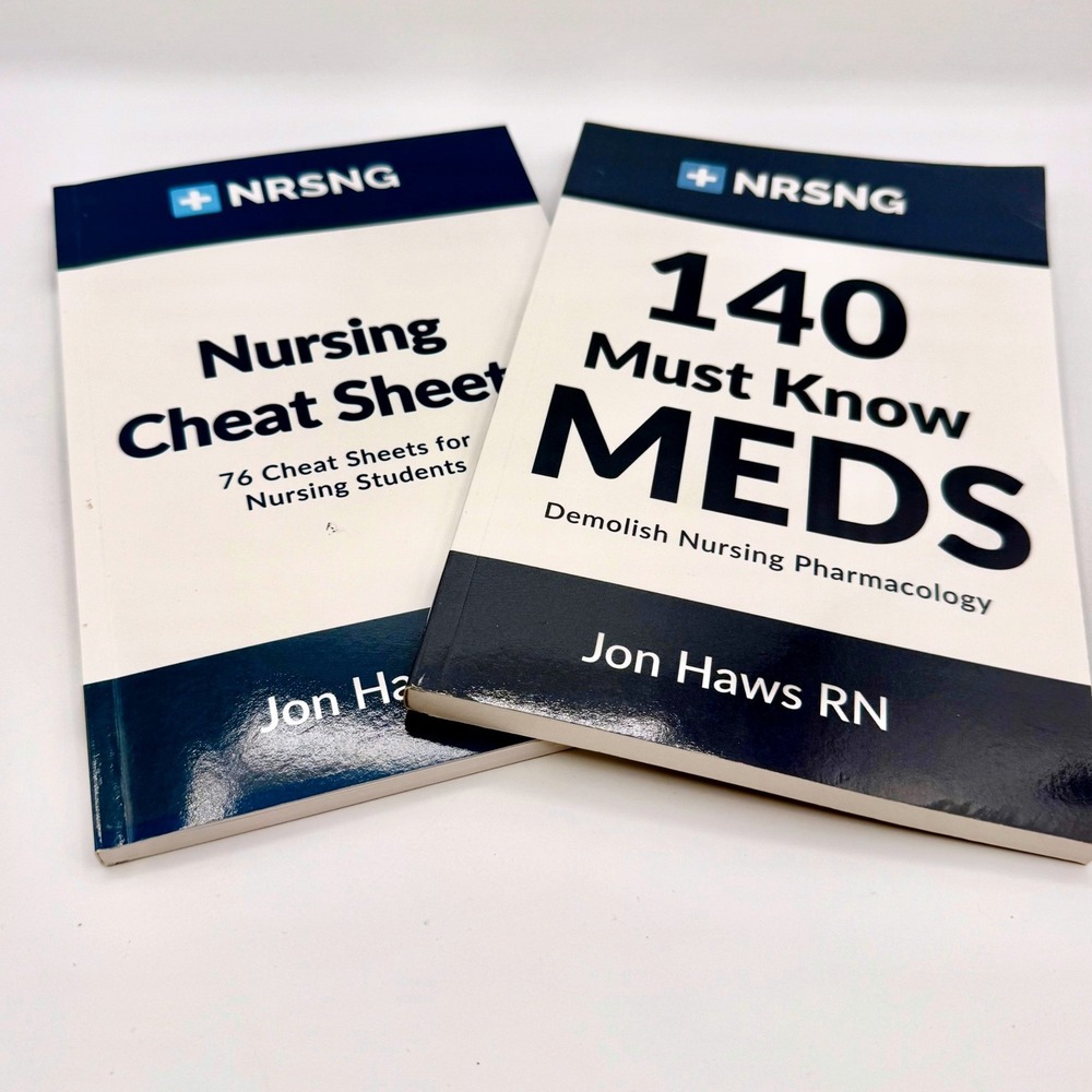 NRSNG Nursing Cheat Sheets & 140 Must Know MEDS Jon Haws RN Study Guide Bundle